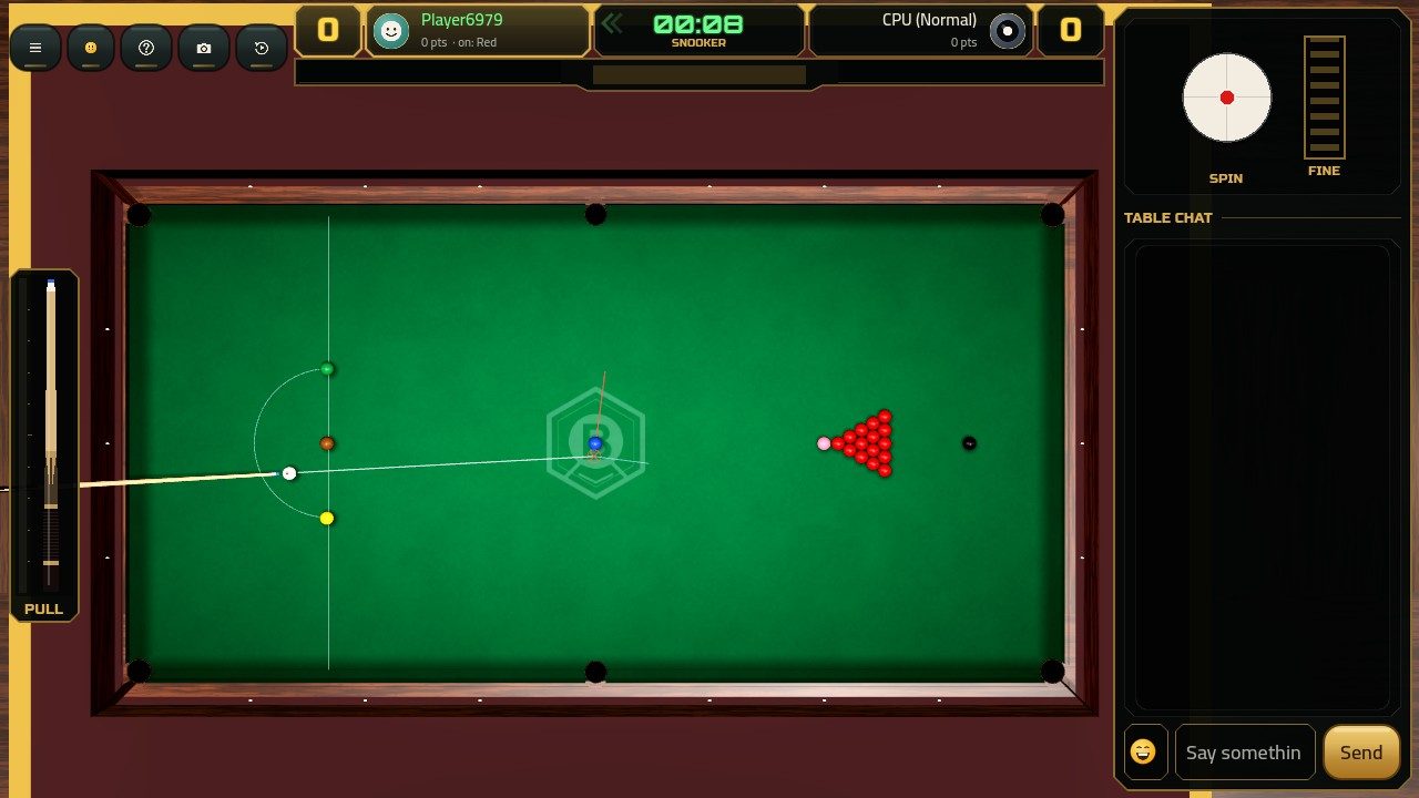 Lining up a shot in a snooker match